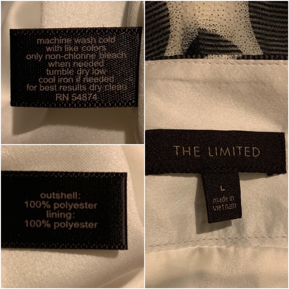 NWOT The Limited Pleated Black Dot Ivory Skirt L - Picture 5 of 5